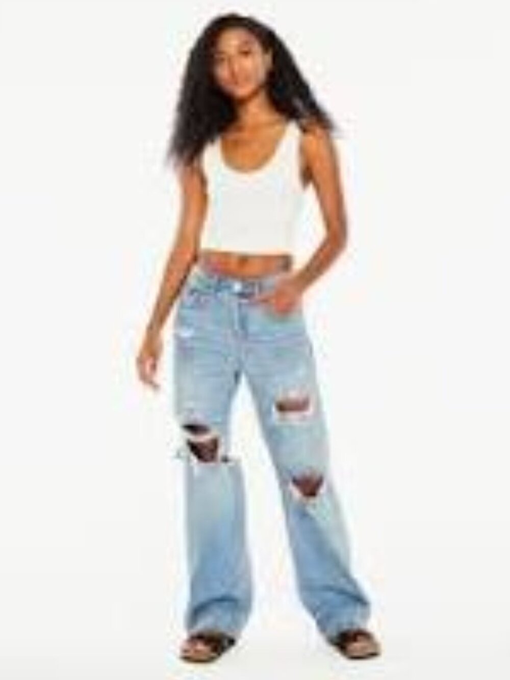 NEW NWT REFUGE DENIM LOW RISE RIGID SKATER JEANS RIPPED Y2K BAGGY WIDE LEG sz 11